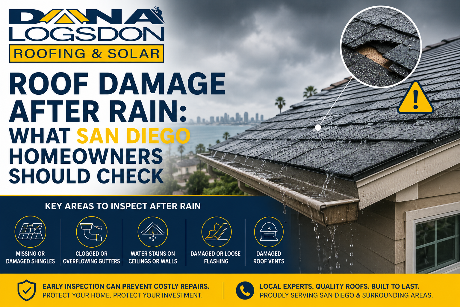 Roof damage inspection for San Diego homeowners